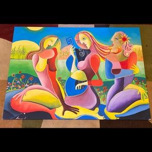 Colorful Large Abstract Canvas Painting